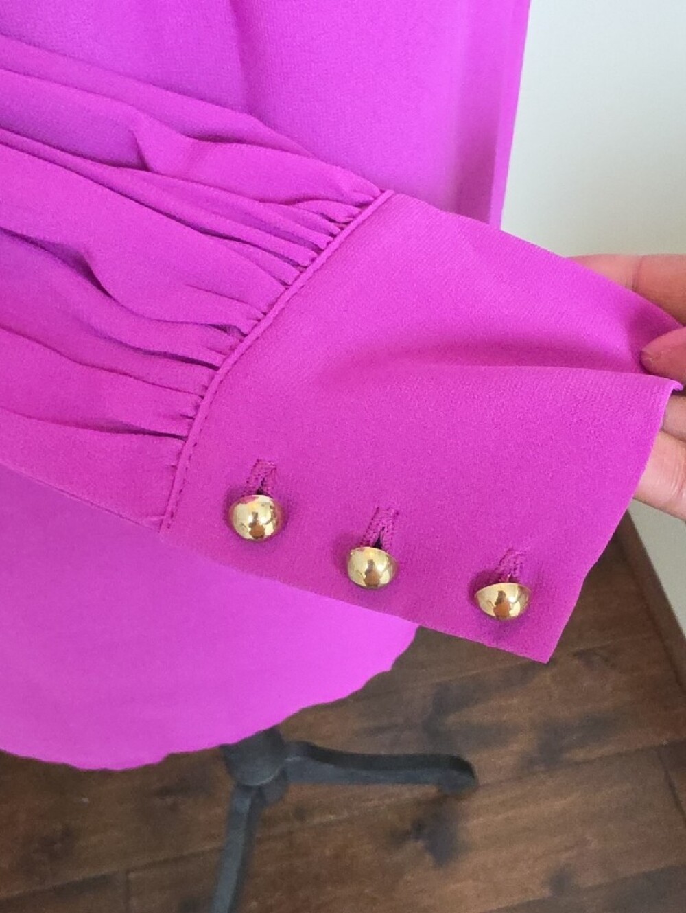 Women’s Fuchsia High-Neck Long Sleeve Dress - Picture 3 of 6